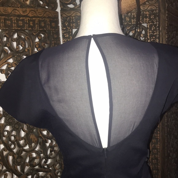 Reiss Bellanne Navy Blue Sheer Panel Dress - Picture 5 of 9